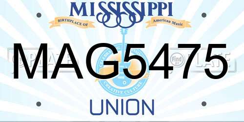 MAG5475 Mississippi License Plate