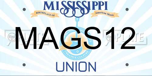 MAGS12 Mississippi License Plate