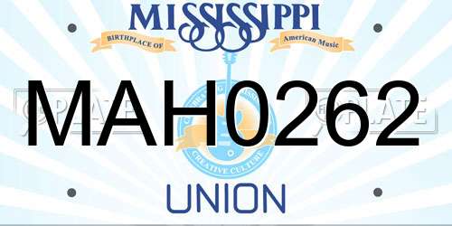 MAH0262 Mississippi License Plate