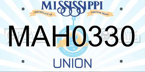 MAH0330 Mississippi License Plate