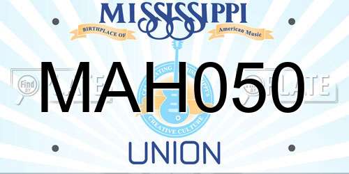 MAH050 Mississippi License Plate