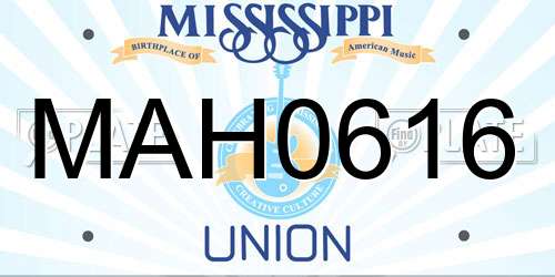 MAH0616 Mississippi License Plate