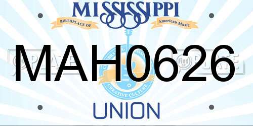 MAH0626 Mississippi License Plate