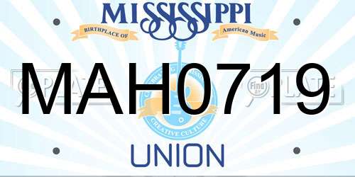 MAH0719 Mississippi License Plate