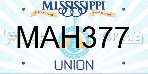 MAH377 Mississippi License Plate