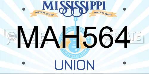MAH564 Mississippi License Plate