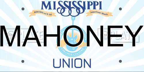 MAHONEY Mississippi License Plate