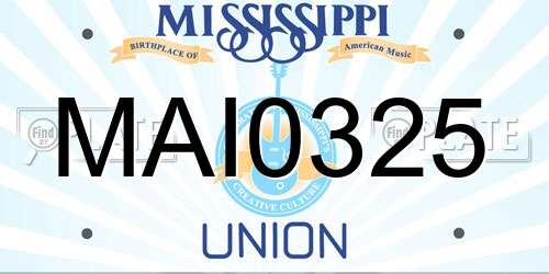 MAI0325 Mississippi License Plate