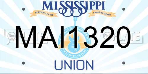 MAI1320 Mississippi License Plate