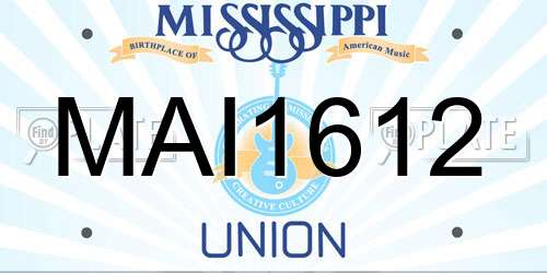 MAI1612 Mississippi License Plate