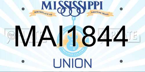 MAI1844 Mississippi License Plate