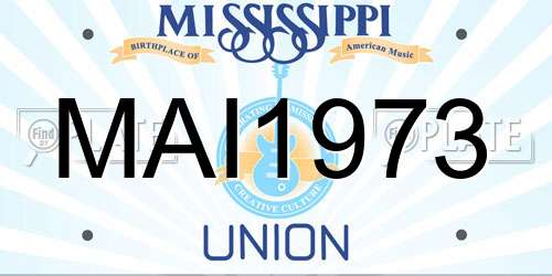 MAI1973 Mississippi License Plate