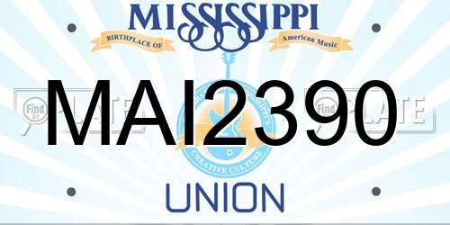 MAI2390 Mississippi License Plate
