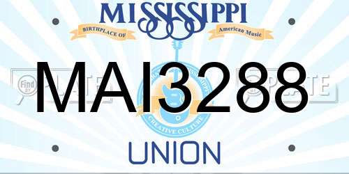 MAI3288 Mississippi License Plate
