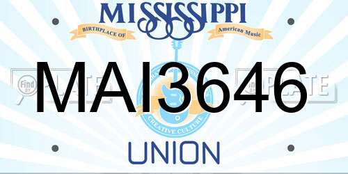 MAI3646 Mississippi License Plate