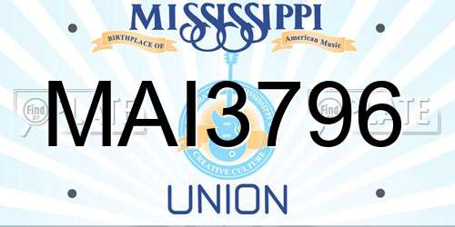 MAI3796 Mississippi License Plate