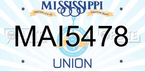MAI5478 Mississippi License Plate