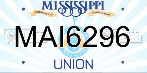 MAI6296 Mississippi License Plate
