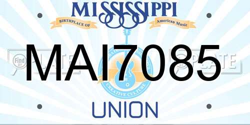 MAI7085 Mississippi License Plate