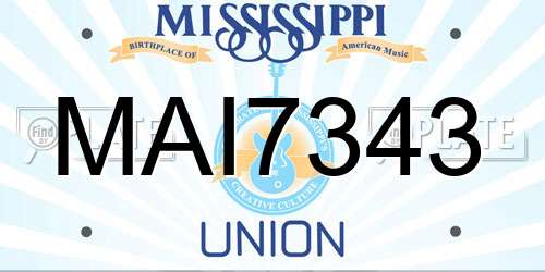 MAI7343 Mississippi License Plate