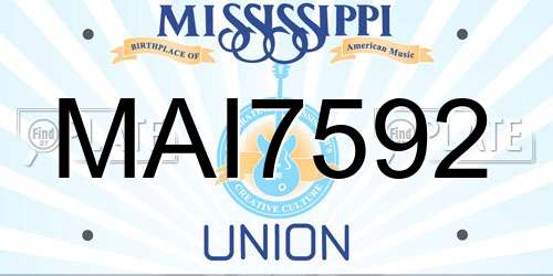 MAI7592 Mississippi License Plate