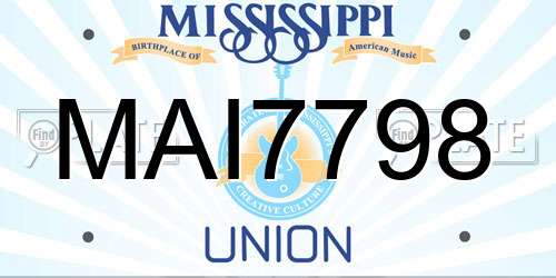 MAI7798 Mississippi License Plate