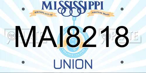 MAI8218 Mississippi License Plate
