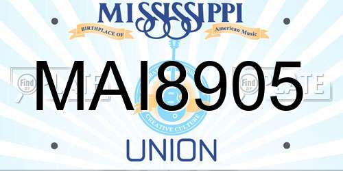 MAI8905 Mississippi License Plate