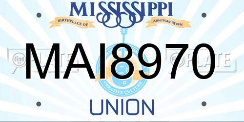 MAI8970 Mississippi License Plate