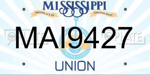 MAI9427 Mississippi License Plate