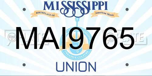 MAI9765 Mississippi License Plate