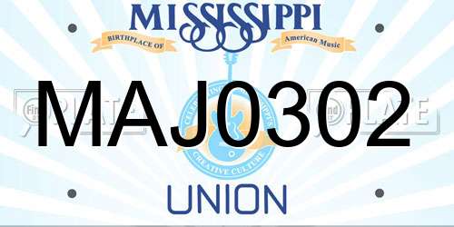 MAJ0302 Mississippi License Plate