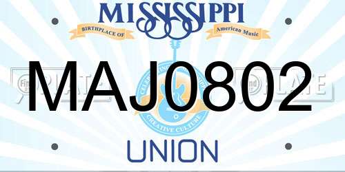 MAJ0802 Mississippi License Plate
