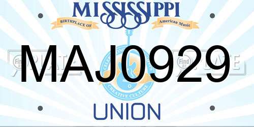 MAJ0929 Mississippi License Plate