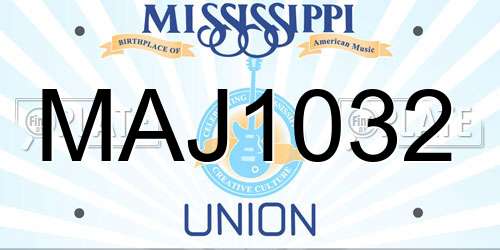 MAJ1032 Mississippi License Plate