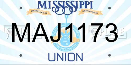 MAJ1173 Mississippi License Plate