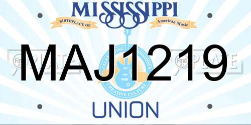 MAJ1219 Mississippi License Plate