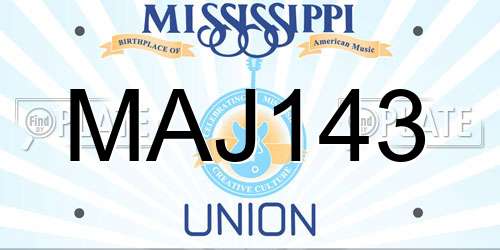 MAJ143 Mississippi License Plate