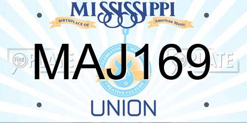 MAJ169 Mississippi License Plate