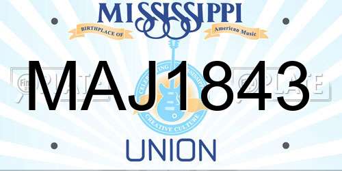 MAJ1843 Mississippi License Plate