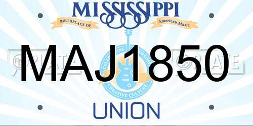 MAJ1850 Mississippi License Plate