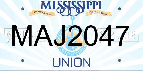MAJ2047 Mississippi License Plate
