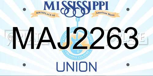 MAJ2263 Mississippi License Plate