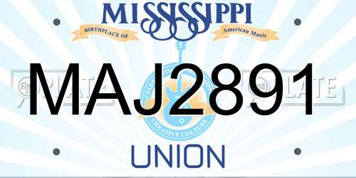 MAJ2891 Mississippi License Plate