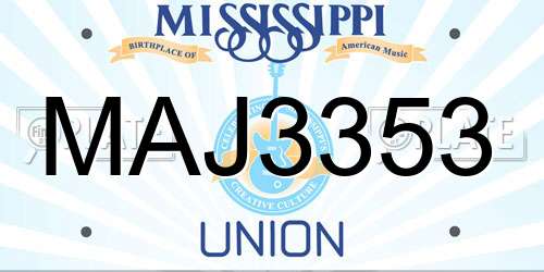 MAJ3353 Mississippi License Plate
