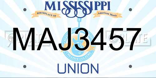 MAJ3457 Mississippi License Plate