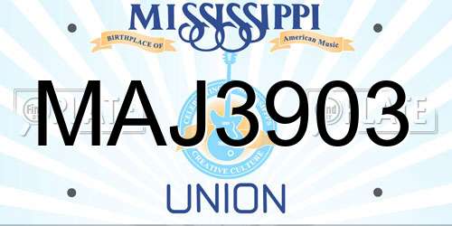 MAJ3903 Mississippi License Plate
