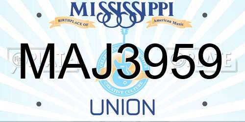 MAJ3959 Mississippi License Plate