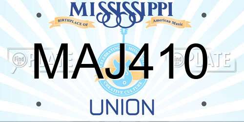 MAJ410 Mississippi License Plate