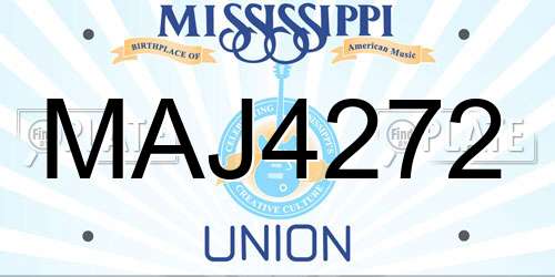 MAJ4272 Mississippi License Plate